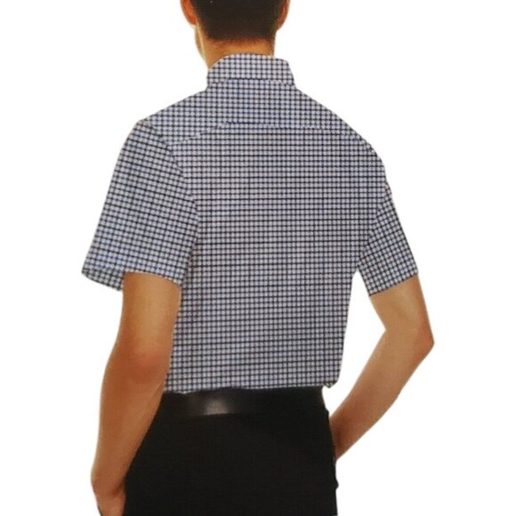 Nautica Performance Dress Shirt SS Blue Check Stretch Cooling Mens XXL 2XL NWT - Picture 1 of 12